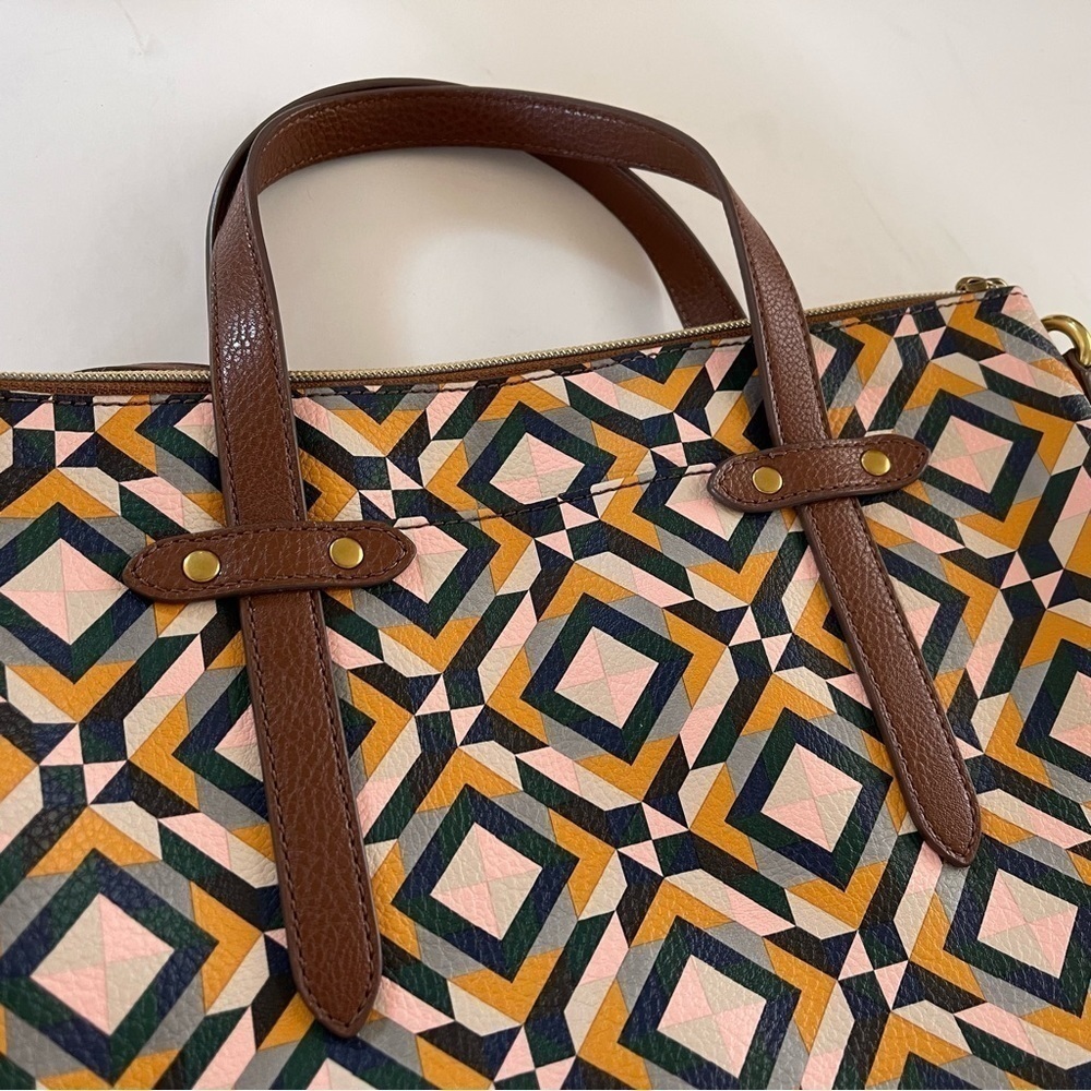 Fossil Bag Felicity Satchel Geometric Casual Boho… - image 6